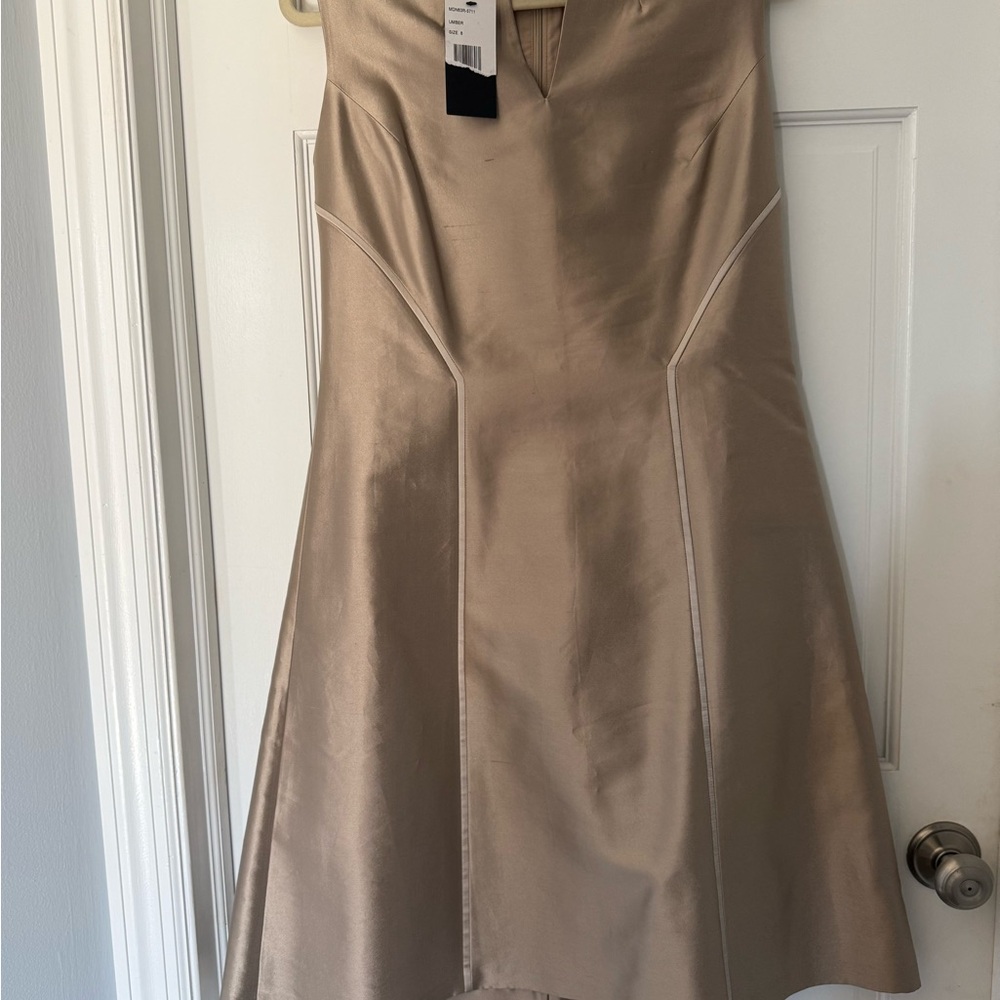 Tan Sleeveless Silk Lafayette 148 Dress